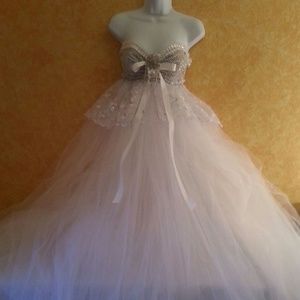 DARLA White Tulle Illusion Bling Wedding Ballgown